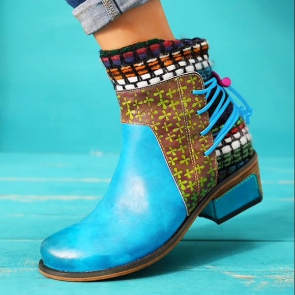 Socofy Shoes - Socofy Boho Retro Embellished Multi Boot